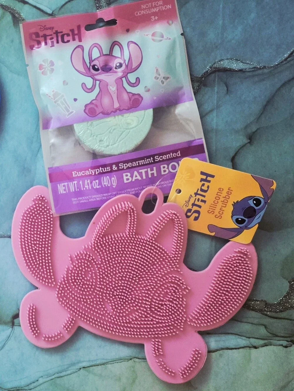 Disney Angel Silicone Bath Bomb And Silicone Scrubber Gift with mesh Puff